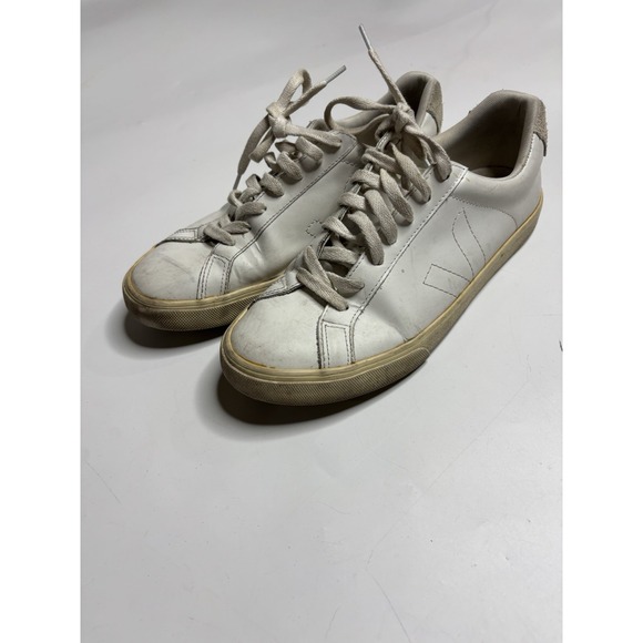 Veja Shoes - VEJA Sneakers Women 9 EU 40 White Vegan Leather Shoe Lace Up Low Cut Logo Esplar